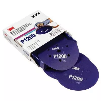 3M 34408 270J Flexible Dust Free Abrasive Disc 6 in P1200 Purple Hook and Loop