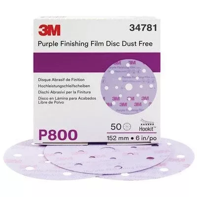 3M 34781 Hookit Dust Free Abrasive Disc P800 Fine Purple 6 in for Large Area Paint Defect Repair