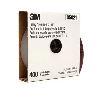 3M 5021 211K Utility Cloth Roll 1-1/2 in x 50 yd, 400 grit Super Fine, Gray, 1 roll