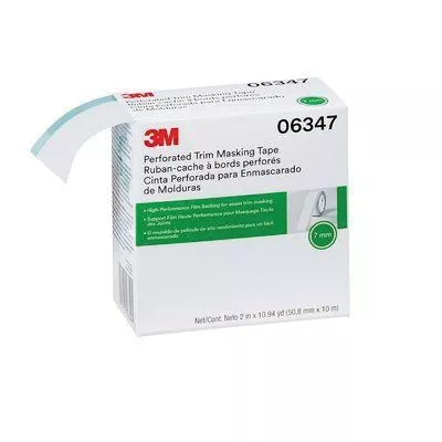 3M 6347 Perforated Trim Masking Tape, 2 in x 10.94 yd, 0.12 mm Thick, Blue