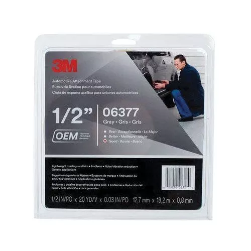 3M Gray Automotive Attachment Tape 6377, 20 yd x 1/2 in