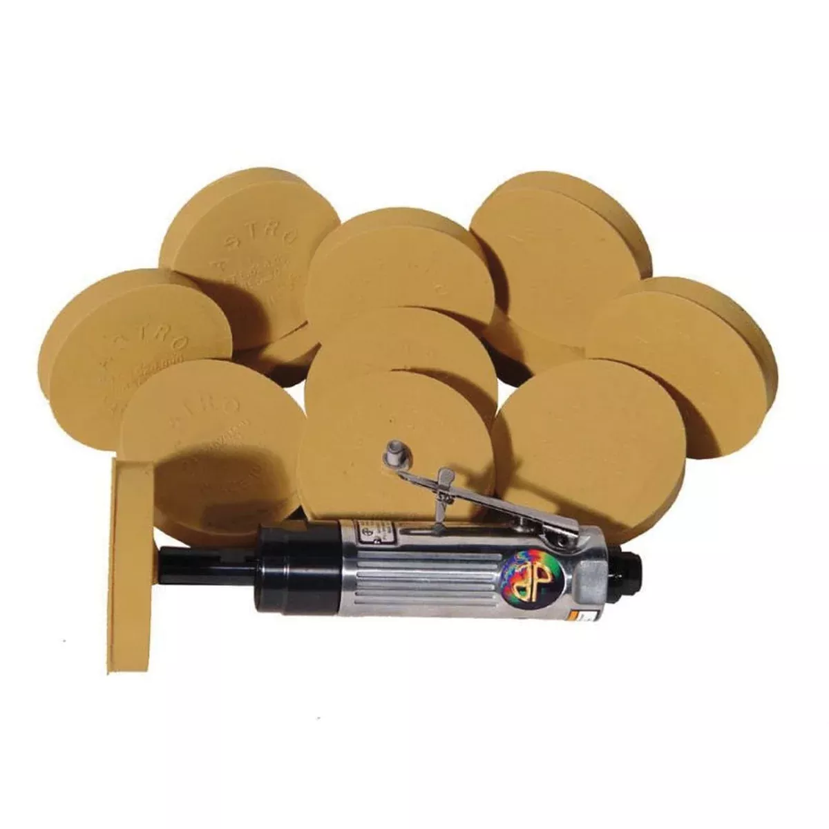 Astro Pneumatic 32 Pinstripe Removal Kit with 4000 rpm tool, 12 Smart Eraser pads and spanner