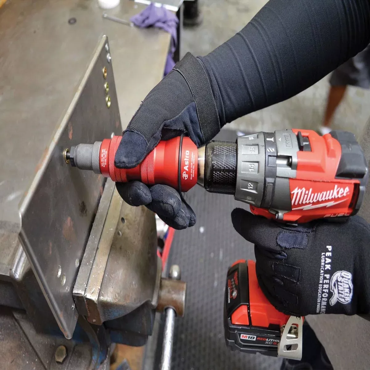 Astro Pneumatic ADN14 Hand Riveter Kit Convertible for 12 V and 14.4 V Drills, Includes Multiple