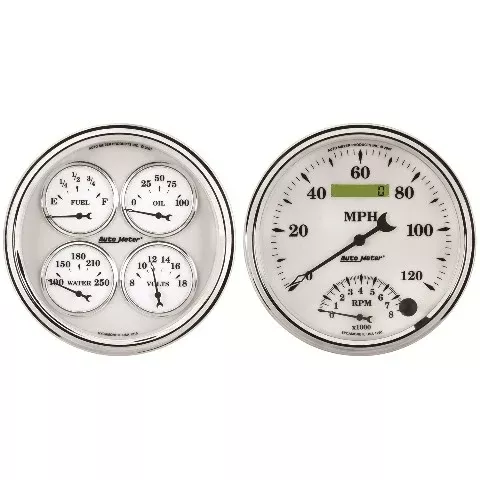 AutoMeter Products 1203 Old Tyme White II Quad Gauge/Tach/Speedo Kit