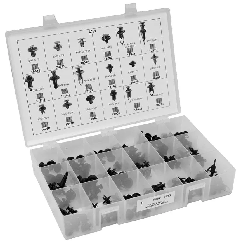Auveco 6913 Quik-Select II Push-Type Retainer Kit for Toyota & Lexus, Translucent Polypropylene Box
