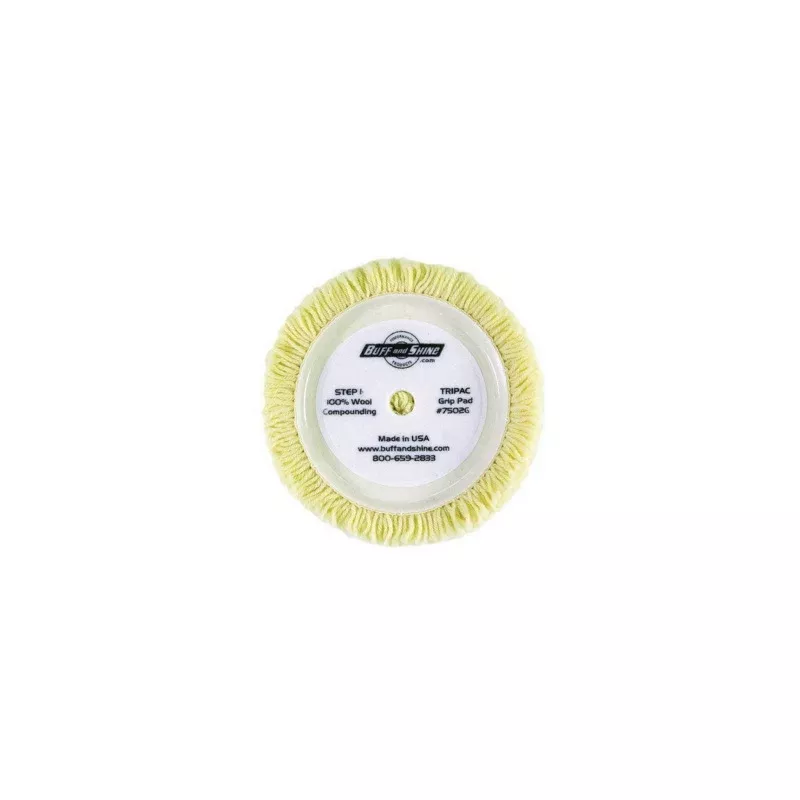 Buff and Shine 7502GT Grip Pad, 7-1/2 in, Hook and Loop, Beige, 100% Twisted Wool