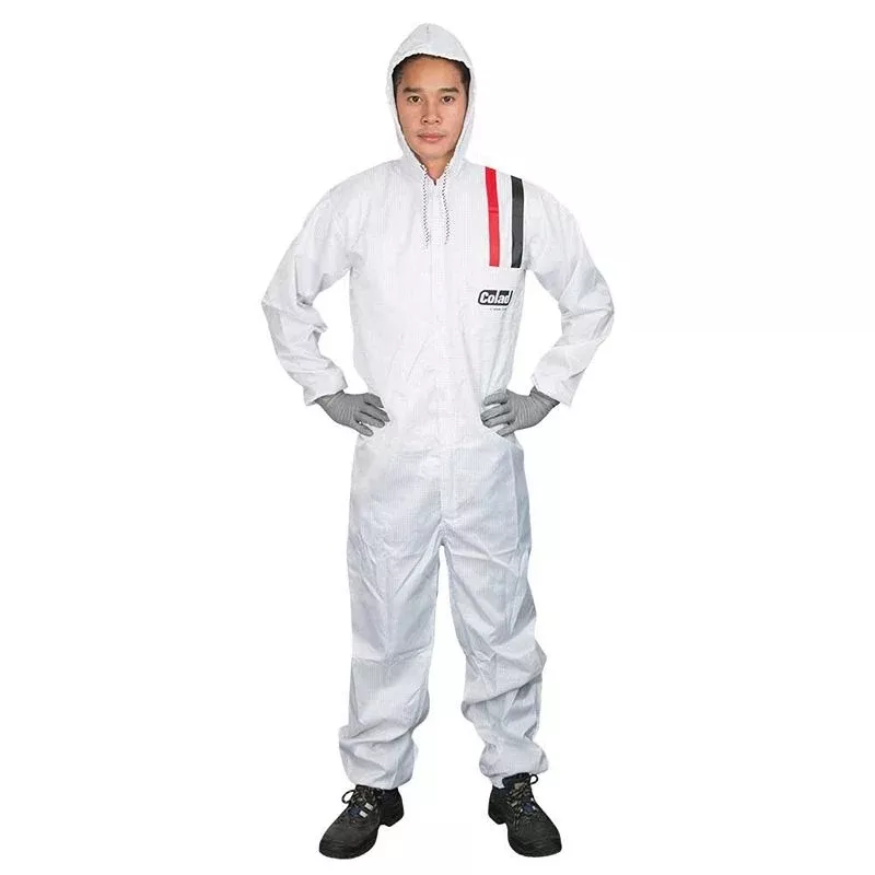 Colad Large Anti-Static White Nylon Spray Overall 510056PLAIN-USAB