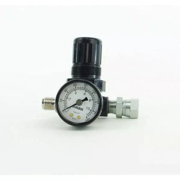 DeVilbiss 130015 Air regulator With Gauge, 1/4 In Thread, Mnps X Fnps Swivel Co