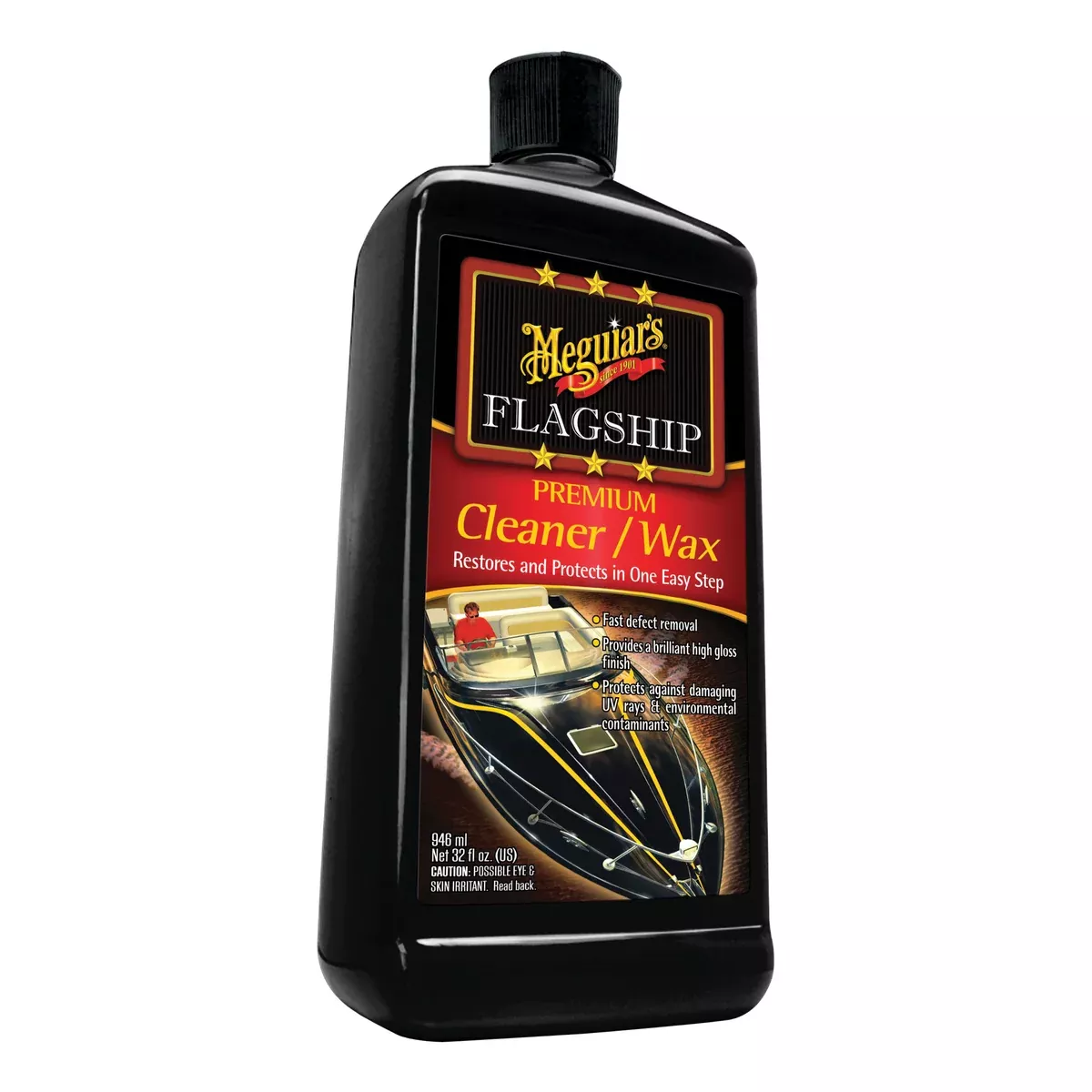 Meguiar's M6132 Flagship Cleaner Wax, 32 oz Yellow High Gloss Liquid