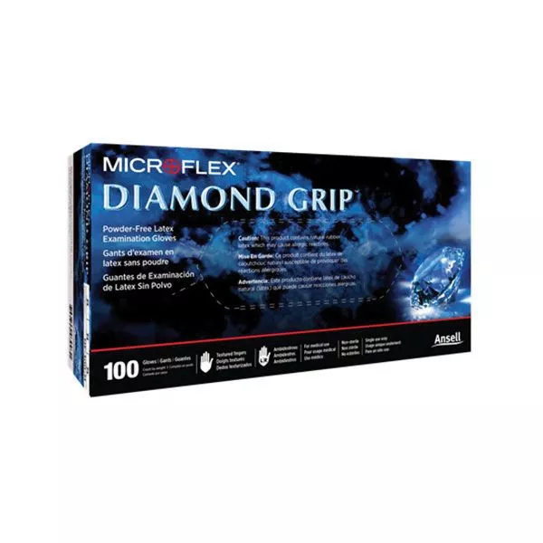 Microflex Diamond Grip MF300-XS Disposable Exam Gloves, X-Small, Natural Latex, Natural Color