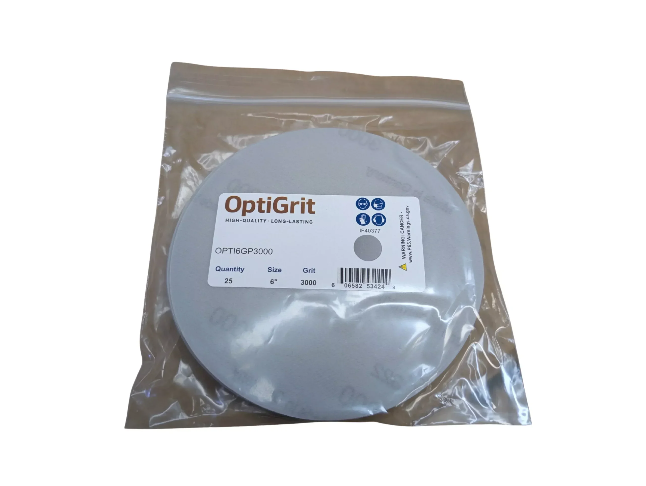 OptiGrit 6"Film Sandpaper Disc 3000 Grit - 25/pk