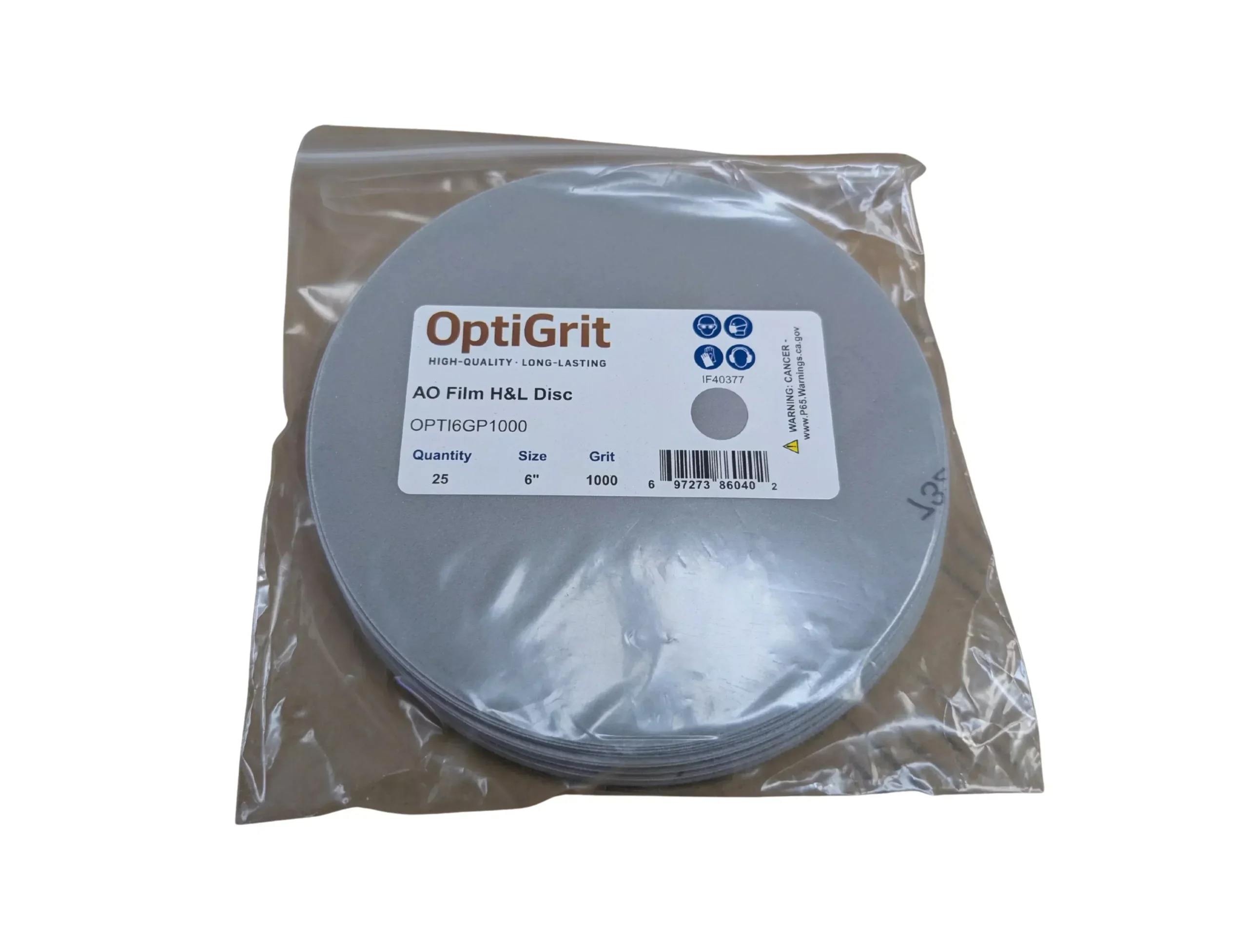 OptiGrit 6" Film Sandpaper Disc P1000 - 25/pk