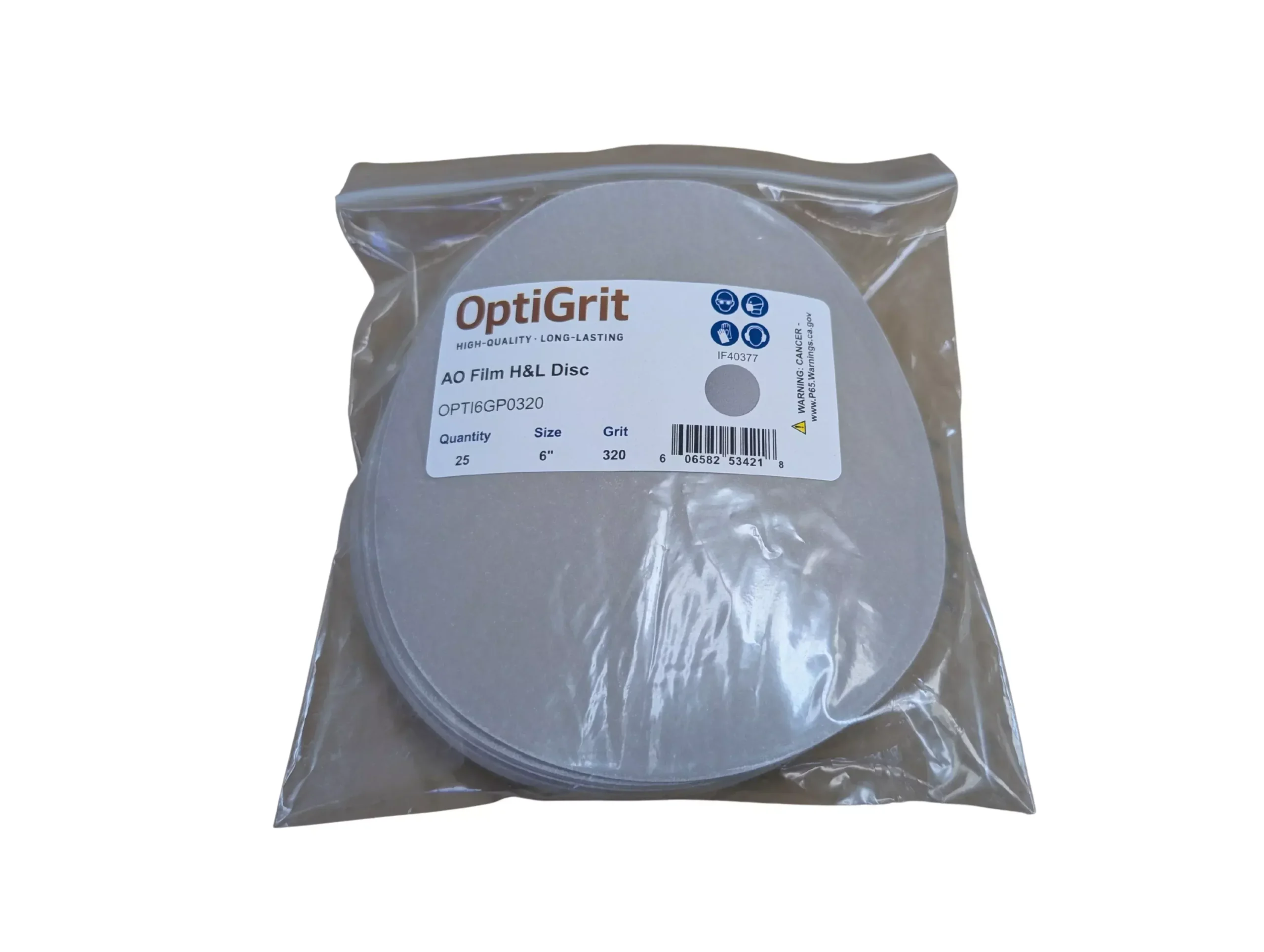OptiGrit 6"Film Sandpaper Disc P320 - 25/pk