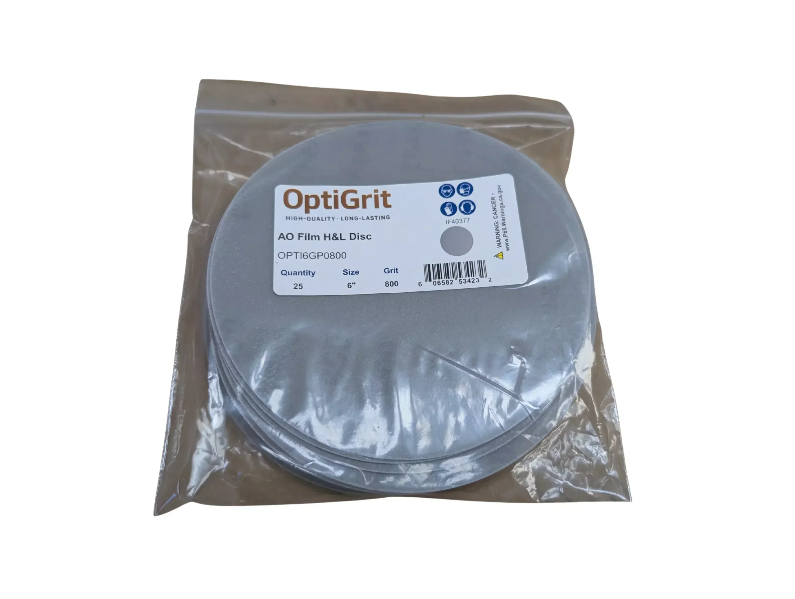 OptiGrit6"Film Sandpaper Disc P800 - 25/pk