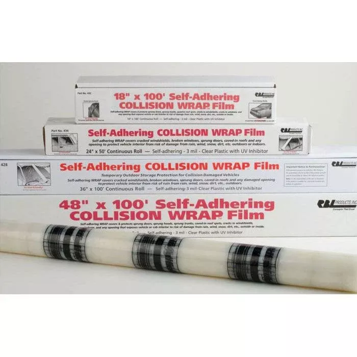 RBL 433 Continuous Roll Self-Adhering Collision Wrap Film, 48 in W x 100 ft L, Clear