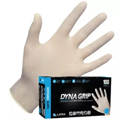 SAS Dyna Grip 650-1003 Disposable Gloves Large White, 7 mil Powder-Free Latex