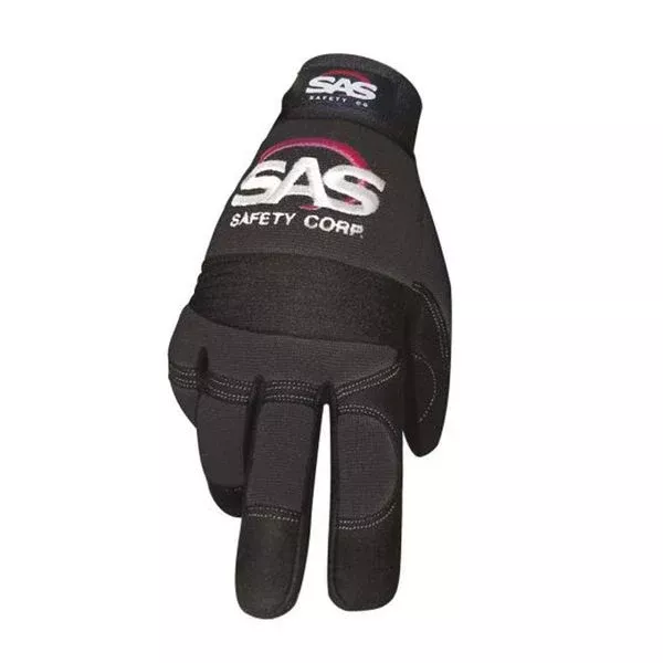 SAS MX Impact Mechanic's Gloves 6713 Large Black Breathable Stretch Nylon