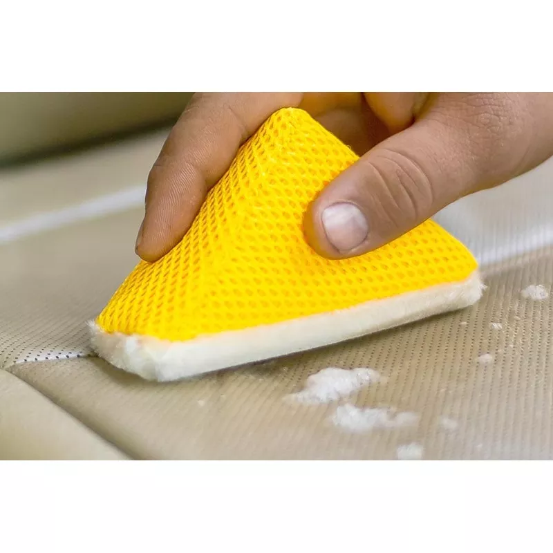 [Scrub Ninja] Wedge Scrubber – For Leather, Vinyl and Plastic -(5 in. x 2.5 in. x 2 in.)- 2 pack White/Gold