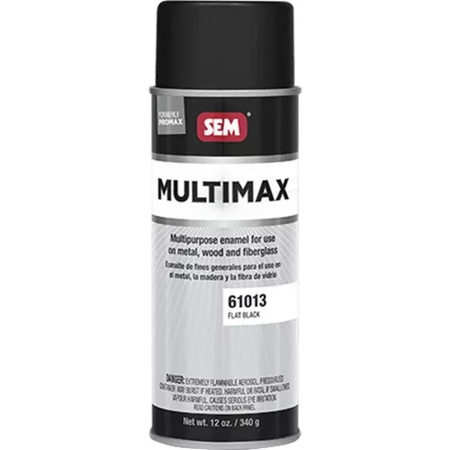SEM MultiMax Enamel Paint 61013 Flat Black, 16 oz Aerosol, Suitable for Metal, Wood, Fiberglass