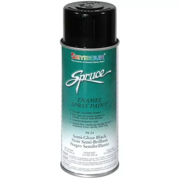 Seymour Spruce 98-24 Enamel Spray Paint - Black, 16 oz Aerosol, 15 sq-ft Coverage