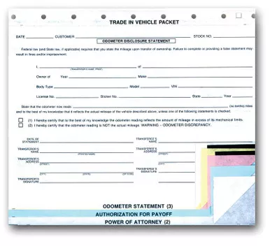 "Trade In Vehicle" Comb. Form, 8 1/2" x 7 1/4" -6 Part, 100 Per Pack